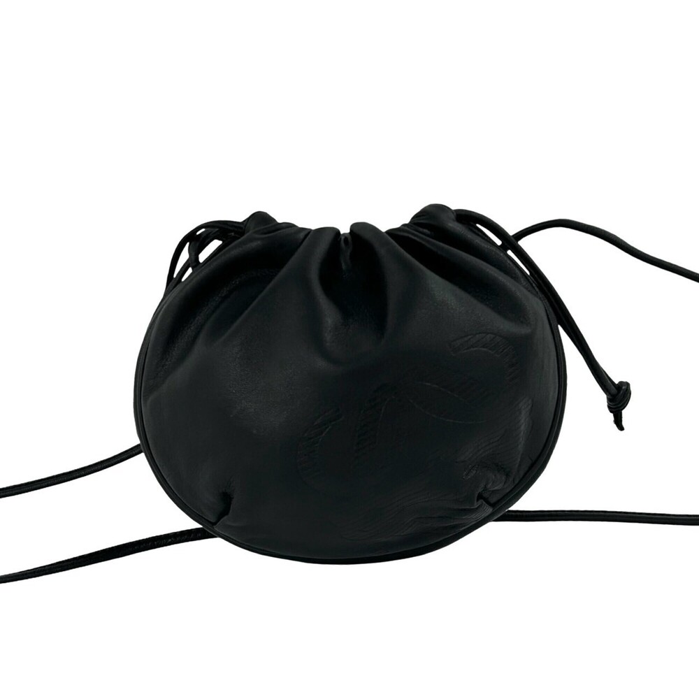 LOEWE Vintage Anagram Logo Leather Drawstring Mini Shoulder Bag/Pouch, Black ...